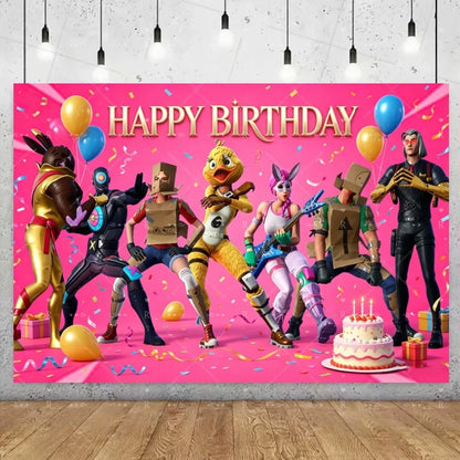 Fortnite Game Theme Birthday Party Decoration Background Fortnite Gamer Banner Boys Girls Photography Supplies Backdrop Kid Gift