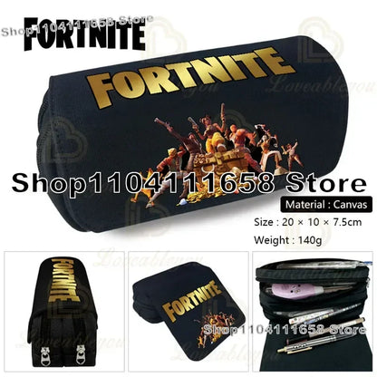 Fortnite Large Capacity Waterproof Velcro Pencil Case, Student Black Estuche Stationery School Pennenzak Supplies