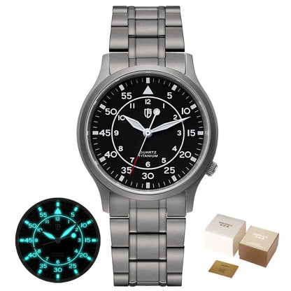 BERNY Titanium Men Quartz Watch AR Coating Sapphire Fashion Wristwatch Luminous VH31 Ultra-thin Wristwatch Waterproof 5ATM Watch