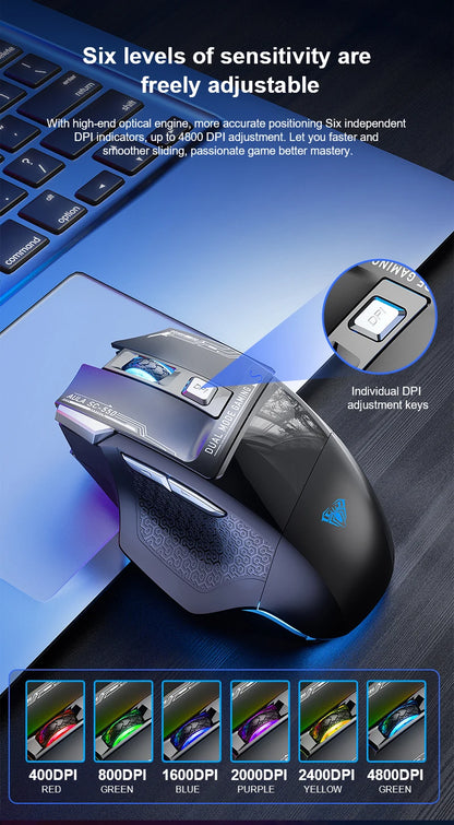 AULA SC550 Gaming-Maus 2.4G kabellose Makro-Maus RGB-Hintergrundbeleuchtung ergonomisches Design E-Sports-Maus PC-Zubehör