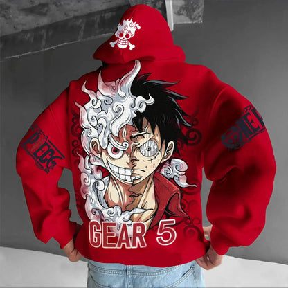 Anime Hoodie Men Women One Piece Luffy Gear 5 Nika Streetwear Casual Pullover Sweatshirt Autumn Winter Cosplay Long Sleeve Tops