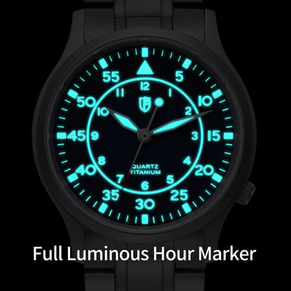 BERNY Titanium Men Quartz Watch AR Coating Sapphire Fashion Wristwatch Luminous VH31 Ultra-thin Wristwatch Waterproof 5ATM Watch