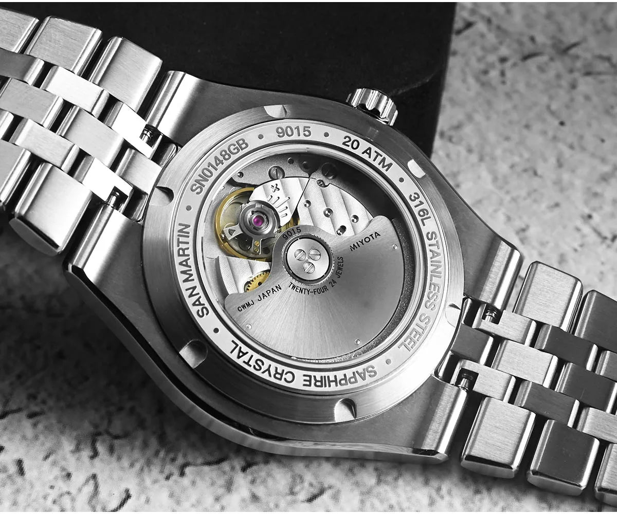 San Martin 40mm Men's Luxury Diver Watch Miyota 9015 Enamel Sunburst Dial Automatic Mechanical Wristwatch Waterproof 200m SN0148
