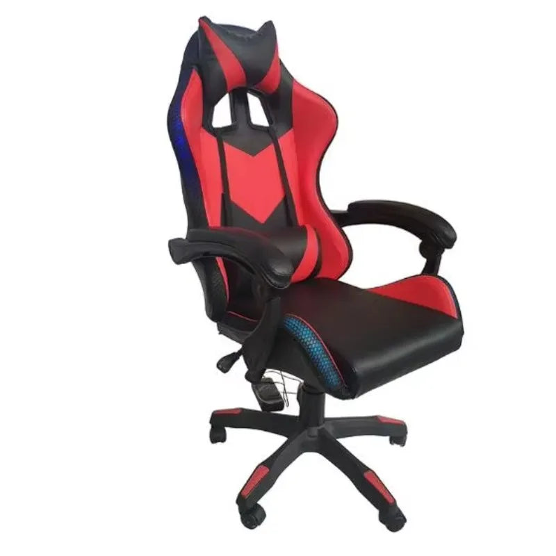 RGB Gaming Chair with LED Lights, Leather Racing Style Massage Gaming Chair, Adjustable Swivel Office Chair with Gas Lift and Ergonomic Design