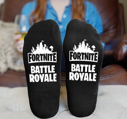 FORTNITE Sportsocken Sommer Schwarz Weiß Atmungsaktive Low-Cut-Socken No-Show Baumwolle Weiche Sport- und Freizeitsocken Kurz