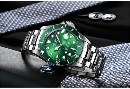 LOREO Original Men's Business Watch 20ATM Waterproof Wristwatch Top Brand Casual Sport Seagull Automatic Mechanical Watch Men