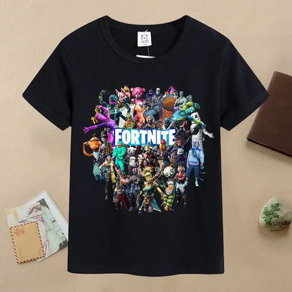 Summer Fortnite Children T-shirt Cartoon Game Figure Printed T-shirt Boys Casual Sports T-shirt Short Sleeves Kids Clothing