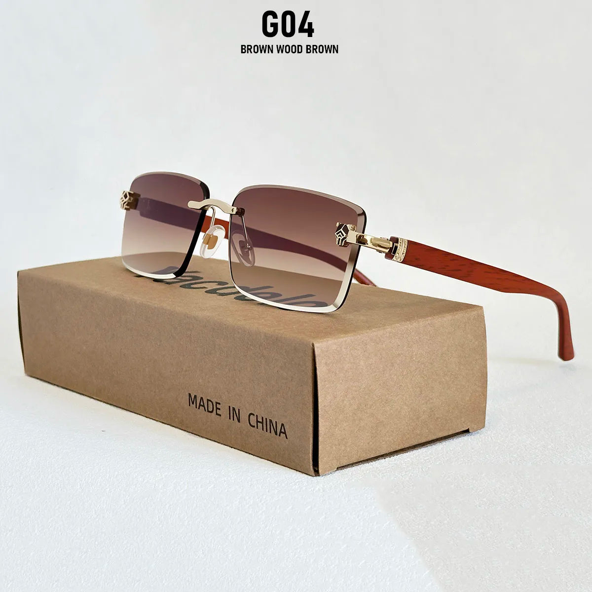 Square Sunglasses Women Luxe 2026 Rimless Sunglass Men Wooden Fashion Glasses Vintage Dropshipping Gafas De Sol Hombre Zonnebril