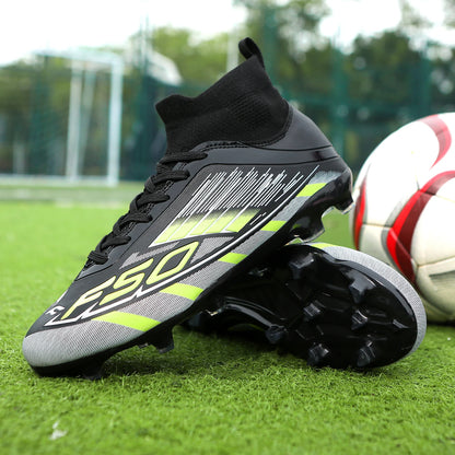 Nouvelles chaussures de football professionnelles pour hommes TF/FG, chaussures de football pour garçons, chaussures de sport unisexes à cheville haute, antidérapantes, confortables