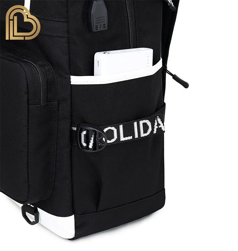 Ultima Knight F-Fortnited Battle Royale Rucksack mit USB-Ladeanschluss, Anime-Figuren und Studienfach für Schreibwaren für Schüler