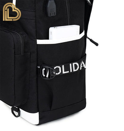 Ultima Knight F-Fortnited Battle Royale Rucksack mit USB-Ladeanschluss, Anime-Figuren und Studienfach für Schreibwaren für Schüler