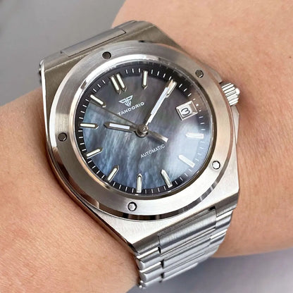 Tandorio 200M Diving 40mm Black White Shell Dial Lume NH35 Automatic Men Watch Sapphire Glass Stainless Steel Bracelet 2025
