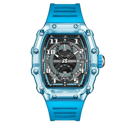 Unique Blue Fashion Brand Men's Watches Silicone Strap Waterproof Out Door Sport Military Watches for Men Multi Function Luxury
