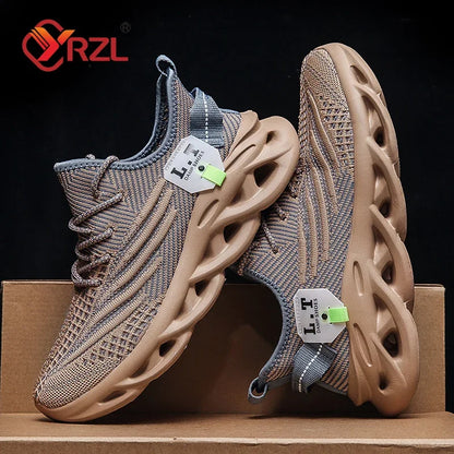 YRZL Men Sports Running Black Jogging Shoes Casual Sneakers Outdoor Breathable Mesh Women Light Shock-Absorption Black Tennis