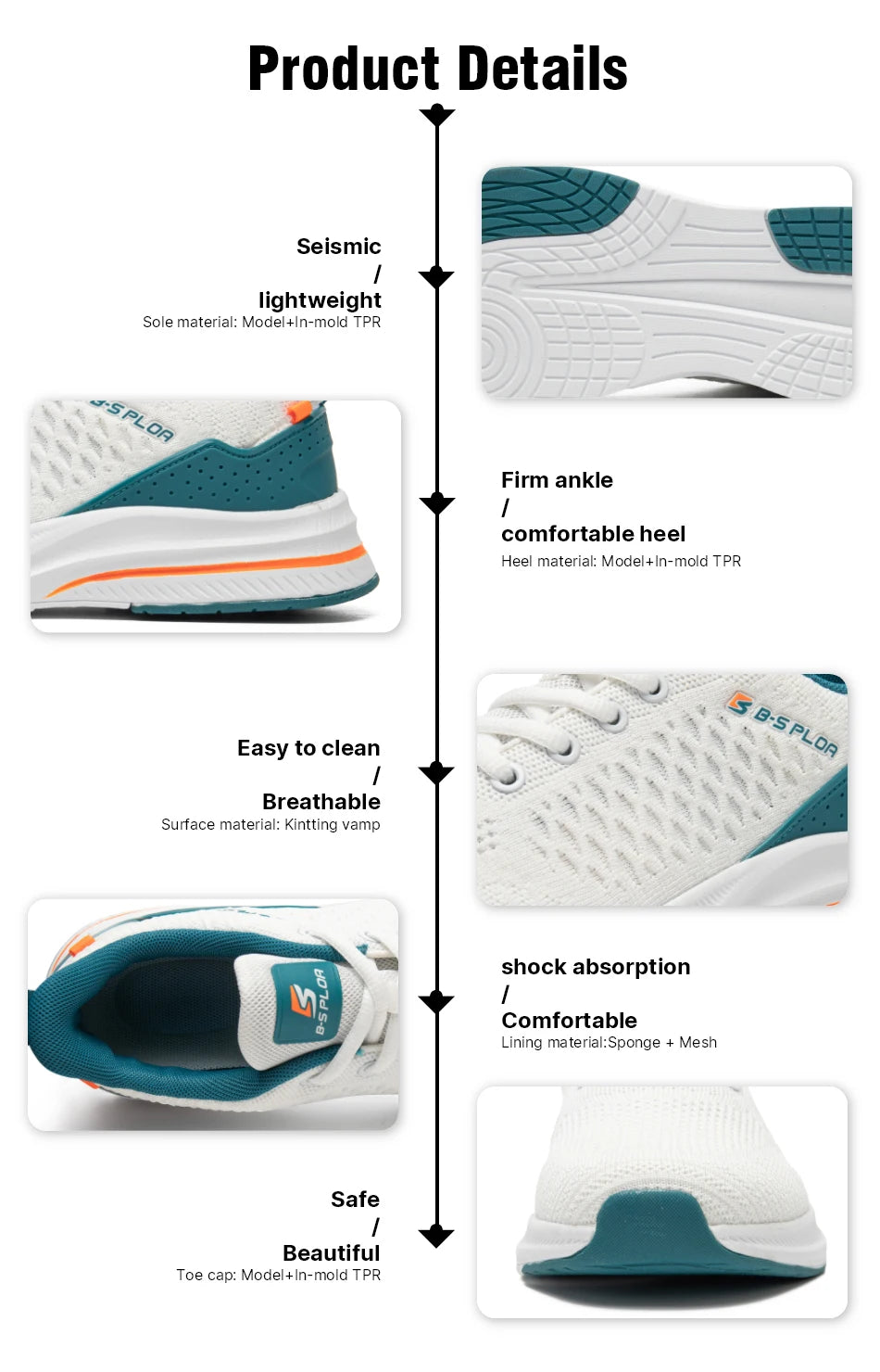Baasploa Lightweight Running Shoes for Men, Comfortable Men’s Designer Mesh Casual Sneakers, Lace-Up Male Outdoor Sports Tennis Shoes