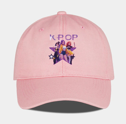 Boné de Baseball K-POP com Aba Curva Suave e Estampa de Grupo Feminino Cartoon - Unissexo, Casual, Retro e Ajustável - Chapéu de Sol Y2K