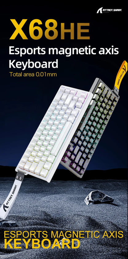Tastiera a switch magnetici ATTACK SHARK X68HE cablata e FREEWOLF F68 cablata F68Pro wireless per gaming professionale 8K Hz 0.01mm Rapid Trigger