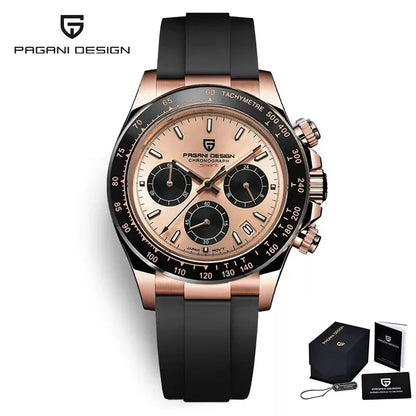 PAGANI DESIGN 2025 New Men's Watches Luxury Rose Gold Quartz Watch For Men 100M Waterproof Sports Chronograph Wristwatch Men