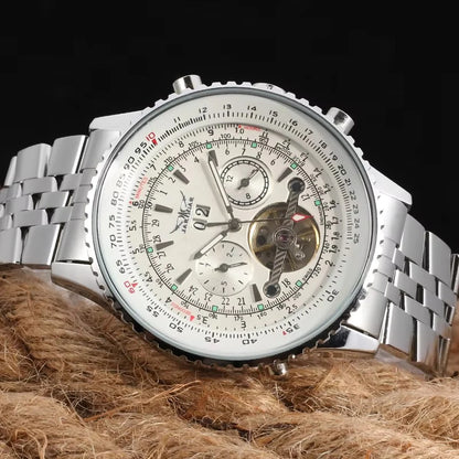Jaragar 50MM Automatic Mechanical Watch for Men, Multifunctional, Date Month Week Display, 3ATM Waterproof, Business Casual Style