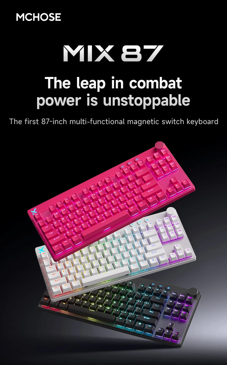 Mchose Mix87 Magnetic Switch Keyboard Wired Gaming Keyboard 8K+256K Esport 0.08ms Low Latency E-Sports Custom Gamer Accessories