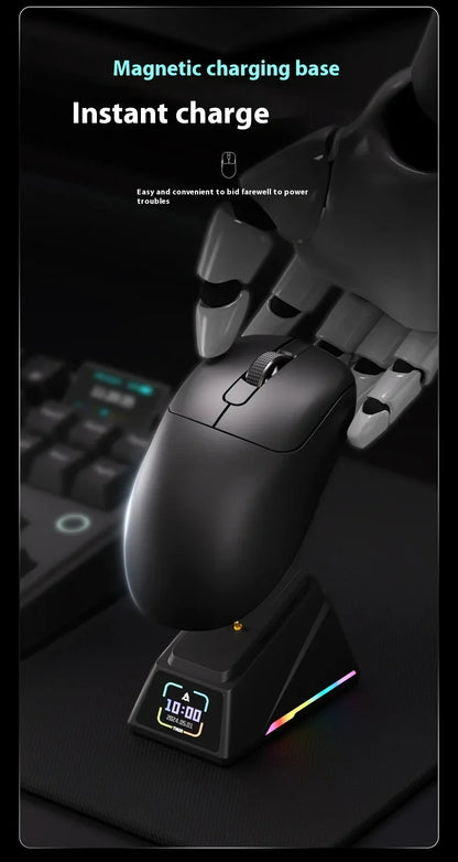 Ratón gaming AJAZZ AJ179 APEX con base de pantalla a color, carga magnética, alta frecuencia de 8000Hz, trimodo (PAW3950), para diestros