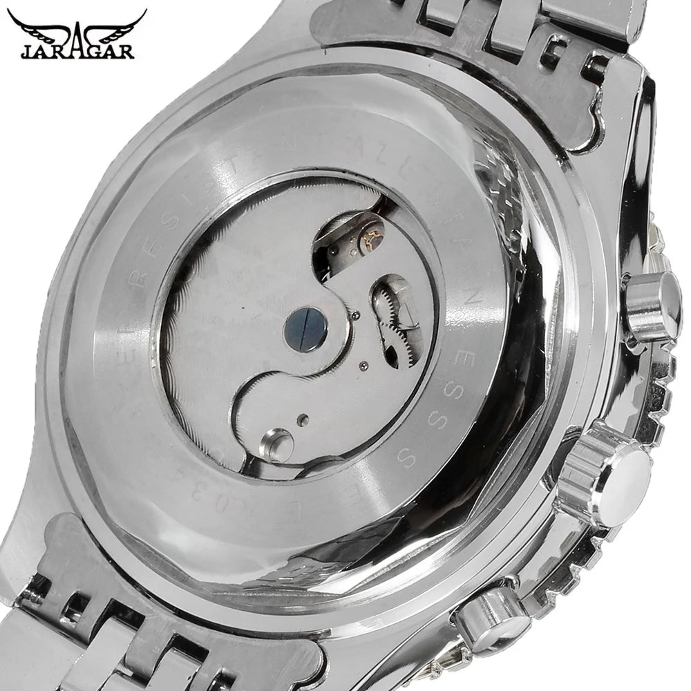 Jaragar 50MM Automatic Mechanical Watch for Men, Multifunctional, Date Month Week Display, 3ATM Waterproof, Business Casual Style