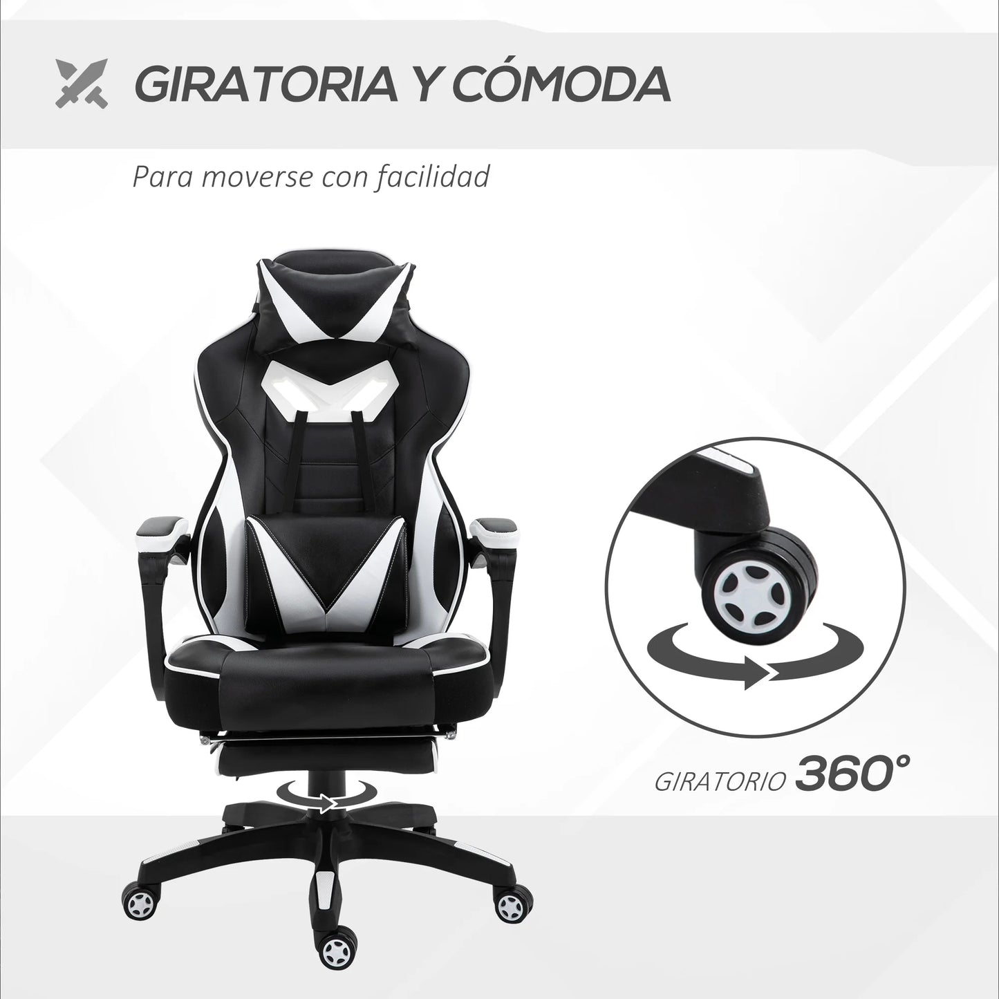 Vinsetto Ergonomic Racing Chair Reclining Backrest 65X70X118.5-126.5Cm