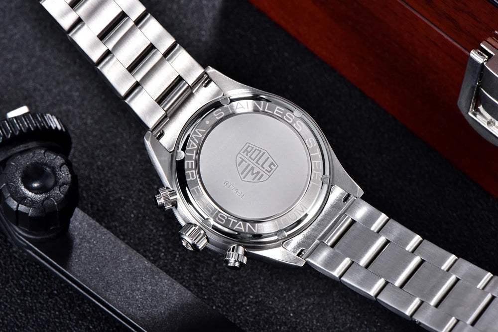 RollsTimi 2025 New Men's Watches Top Luxury Man Quartz Wristwatches Chronograph AR Sapphire Mirror Waterproof Sports Clock Gift