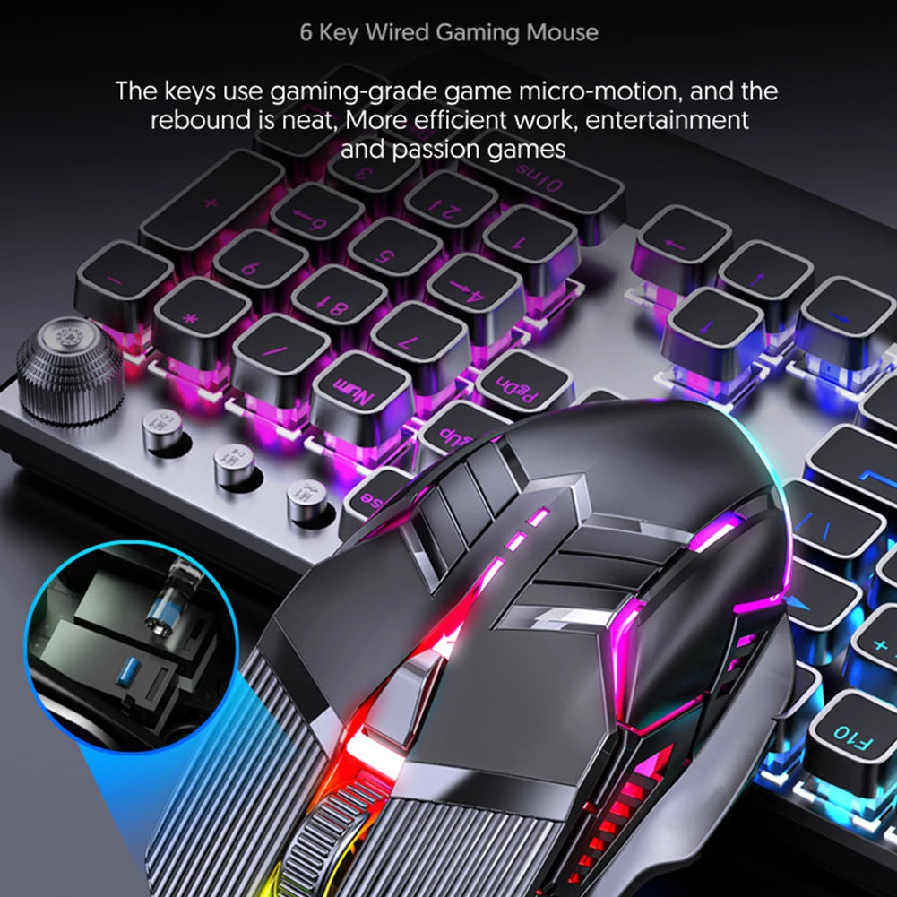 3200 DPI Ergonomic Wired Gaming Mouse, USB Computer Mouse, Gaming RGB Backlit Gamer Mouse, 6 Button LED Silent Mice for PC Laptop