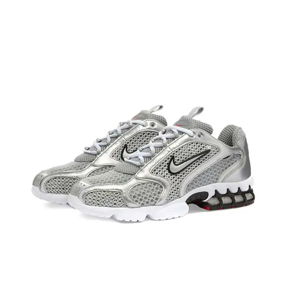Nike Air Zoom Spiridon Cage 2 Scarpe casual unisex basse Abbigliamento sportivo Grigio e rosso Resistenti all'usura Calzature lifestyle CJ1288-600