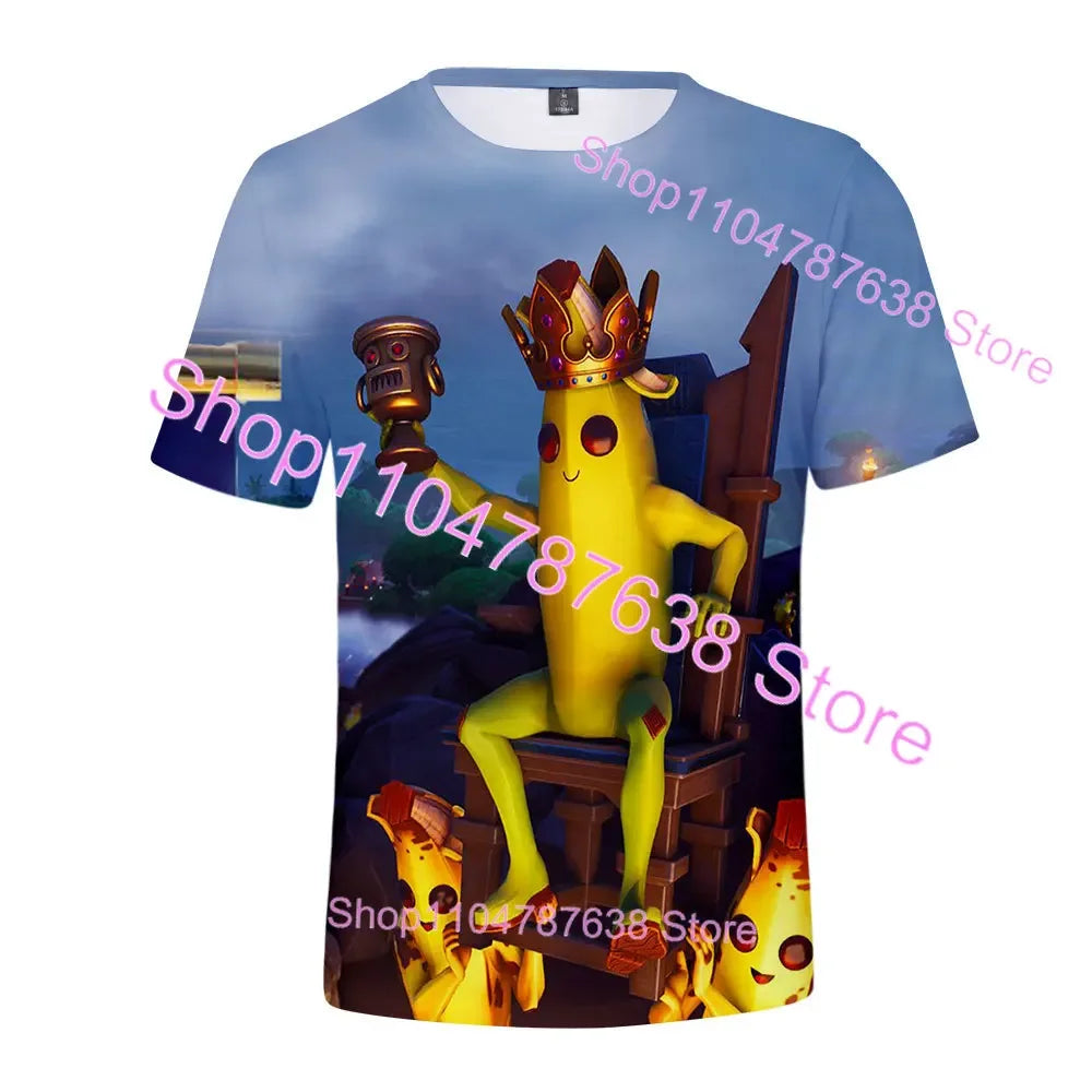 Summer T-shirt Raven Ultima Knight Fortnite T-Shirt, 3D Print Banana Peely Men’s Tee, Battle Royale Game Tops, Birthday Gifts