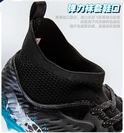 Uomo Donna Scarpe da calcio alte Antiscivolo Sneakers da calcio Traspiranti Scarpe da allenamento per futsal Scarpe da calcio da esterno su erba con tacchetti alla caviglia