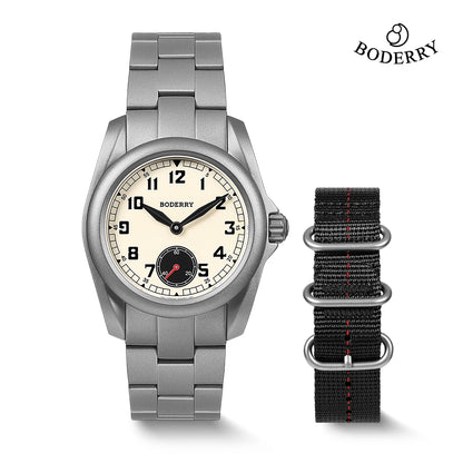 BODERRY Men's Field Watches Titanium Automatic Top Brand Wristwatch 100M Waterproof Clock Military Watch for Men