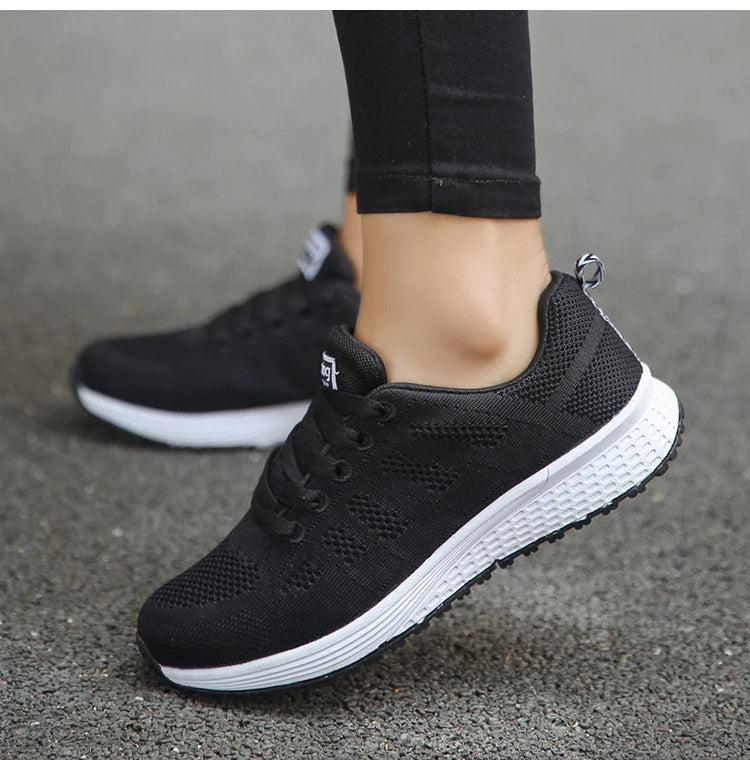 Women's Sneakers 2025 New Fashion Breathable Trainers, Comfortable Sneakers Mesh Fabric Lace-Up, Women's Tennis Shoes