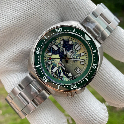 STEELDIVE SD1970J Kanagawa Turtle Full Luminous Dial Ceramic Bezel NH35 AutomaticSTEELDIVE Offical Store Mens Dive Watch