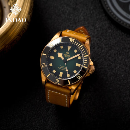 IPOSE IX&DAO 2025 New Bronze Men's Automatic Mechanical Watch PT5000 Sapphire Retro Leather Waterproof 20Bar Reloj Hombre