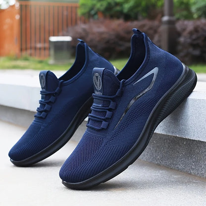 Baskets légères et respirantes en tricot pour hommes, chaussures d'entraînement antidérapantes pour la course à pied, basket-ball, chaussures de sport noires et blanches, semelle en PU