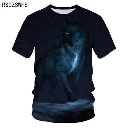 3D Fierce Animal Printed Men's Clothing Casual Fashion Wolf Pattern Short Sleeve Pullover Outdoor Daily Trend T-shirts For Men