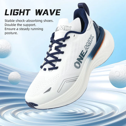 ONEMIX Nieuwe jogging- en hardloopschoenen voor dames en heren, lichte sneakers, wegschoenen, slijtvaste modieuze sportschoenen, fitnessschoenen