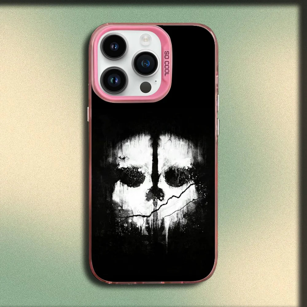 COD Call Of Duty G-Ghosts Phone Case For iPhone 16,15,14,13,12,11,Mini,Pro,MAX Pink Matte Silicone Cover