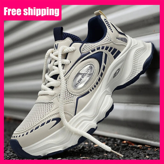 Men's Sports Shoes 2026, New Mesh Breathable Design, Thick Sole, Height Increasing, Wear-Resistant, Versatile Casual Sneakers for Daily Commuting