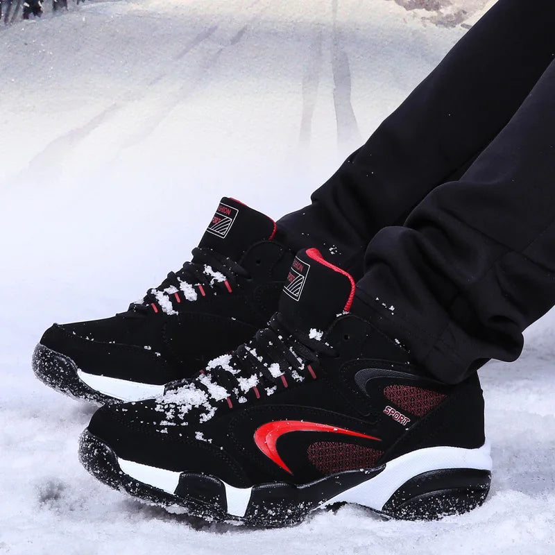 Men's Snow Boots Winter Warm Couple Casual Sneakers Fashion Leather Outdoor Sport Running Tennis Men Non-Slip Big Size 48 Trainer