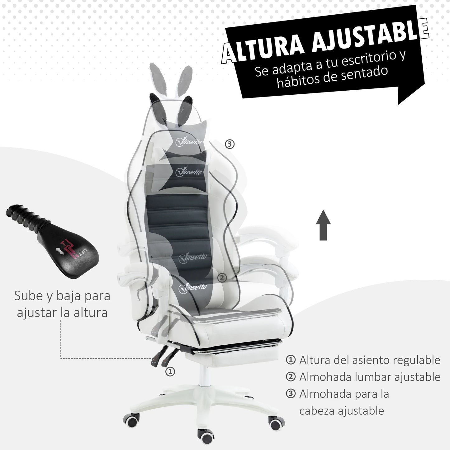 Vinsetto PU Leather Swivel Gaming Chair with Adjustable Height 65X63X136-142Cm