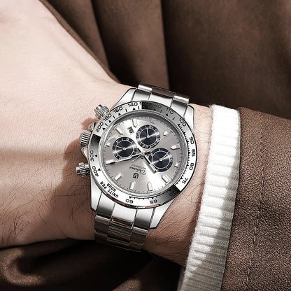 Watch For Men Luxury Stainless Steel Clock Fashion Casual Multi-functional Design Automatic Mechanical Wristwatch
