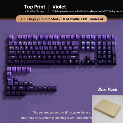 133+ Keys OEM Profile Gradient Keycaps For Cherry MX Switch Mechanical Gamer Keyboard PBT backlit RGB Keycap ISO Layout Key caps