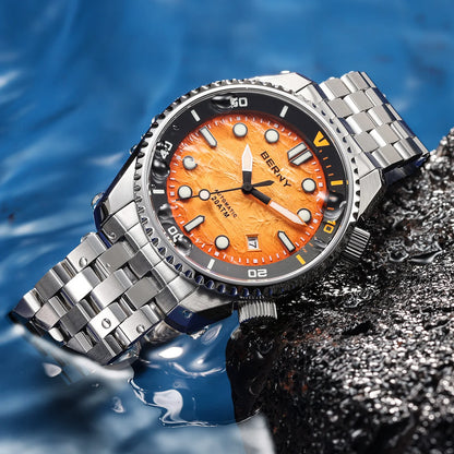 BERNY Diver Automatic Watches Men's Luxury Sapphire 316L Stainless Steel Mechanical Watch 42MM 200M Waterproof Diving Men Watch