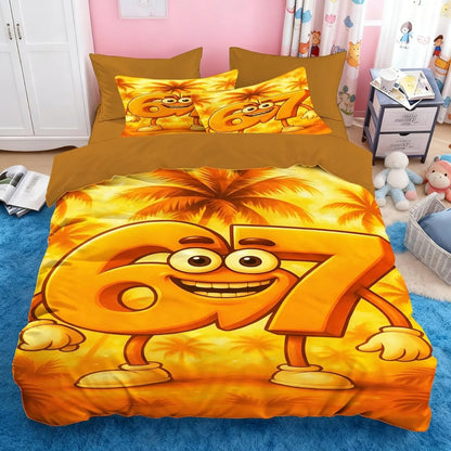 Cartoon Print Six Seven 67 Bedding Set 2/3pcs, Home Teen Adult Duvet Cover and Pillowcase, Gift for Boys and Girls