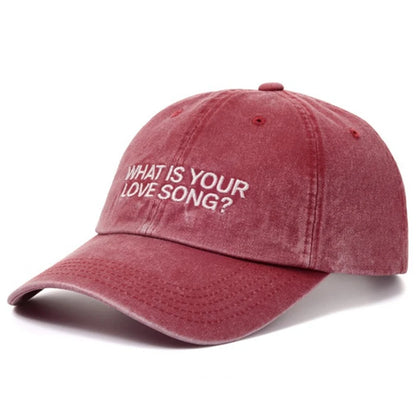 Kpop "What Is Your Love Song" Same Knitted Embroidery Caps,Tour Concert Cap Outdoor Retro Washed Baseball Caps for Women Men