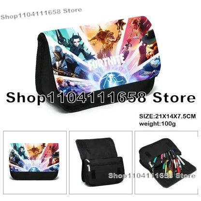 Fortnite Large Capacity Waterproof Velcro Pencil Case, Student Black Estuche Stationery School Pennenzak Supplies