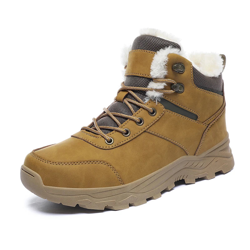 Bottes de neige pour hommes, nouvelle collection hiver 2026, bottes montantes à semelle épaisse, antidérapantes, pour activités de plein air, chaussures de randonnée confortables, chaudes, en peluche, bottines à la chev
